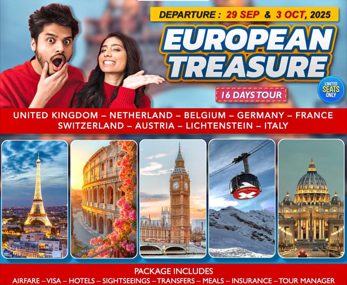 EUROPEAN TREASURE 16 DAYS TOUR LIMITED SEATS ONLY